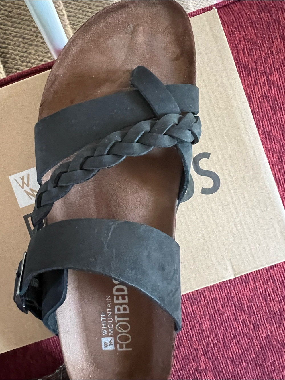 White Mountain Black Braided Strap Sandals - Picture 2 of 6